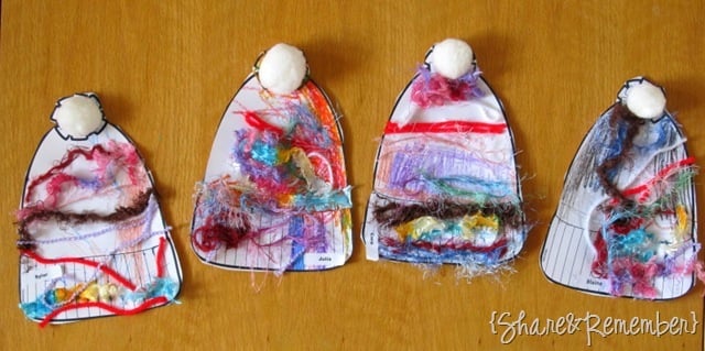 Cozy Winter Hats preschool winter art project
