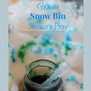 winter snow bin sensory play