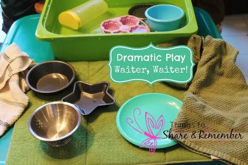 dramatic play amd sensory play - washing dishes and restaurant play