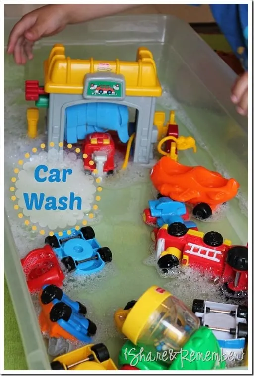 car wash sensory play with LIttle People