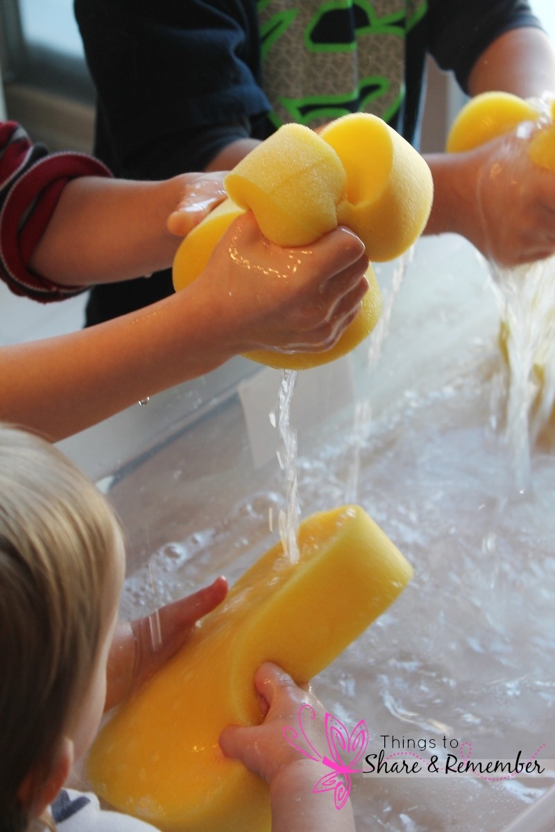 Sponges in the water table preschool play and more water table sensory play ideas