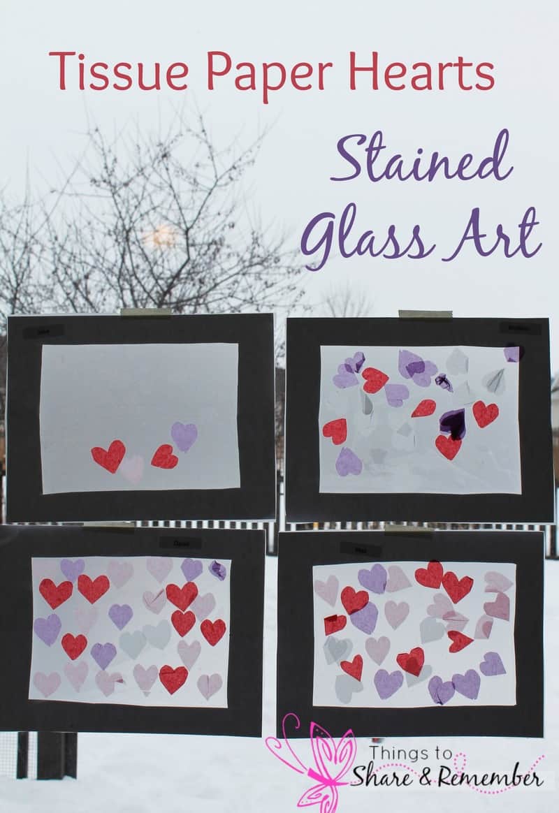 Valentine Tissue Paper Hearts Collage