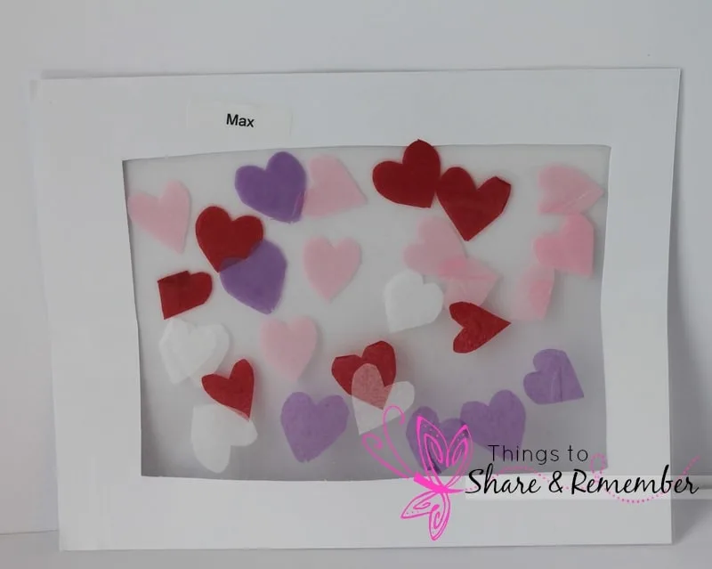Framed Tissue Paper Hearts Collage