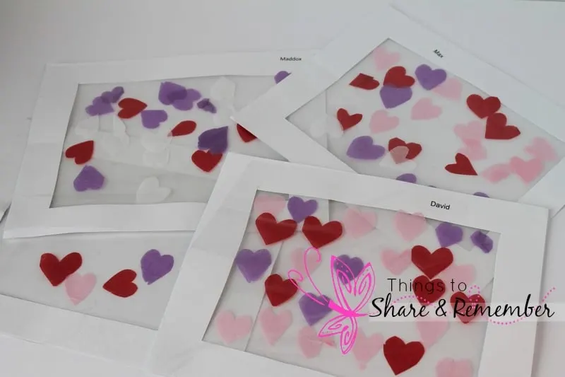 Valentine Tissue Paper Hearts - Preschool Art