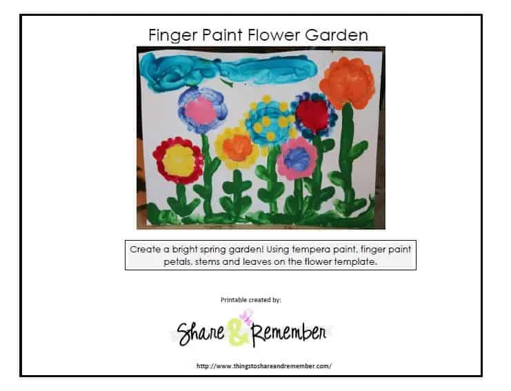 Finger paint flower garden template cover