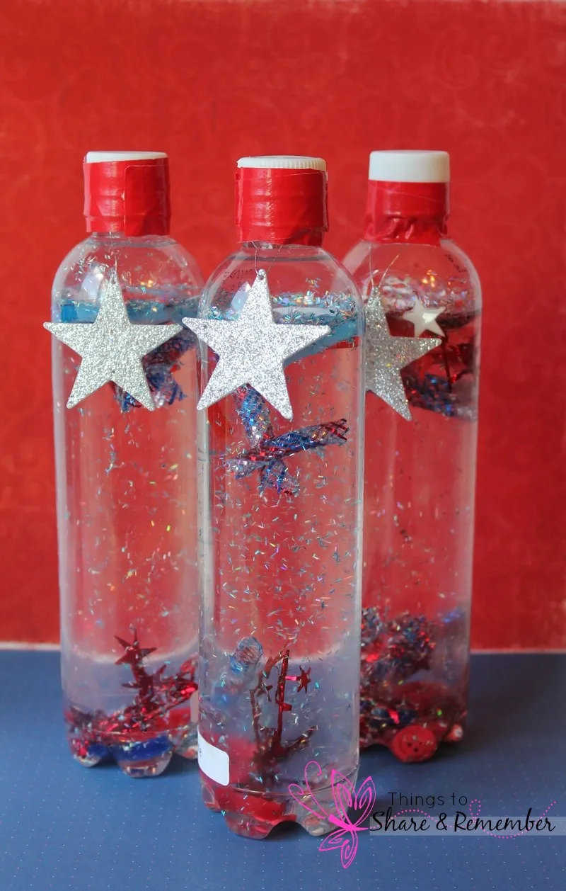 4th of July sparkle bottles