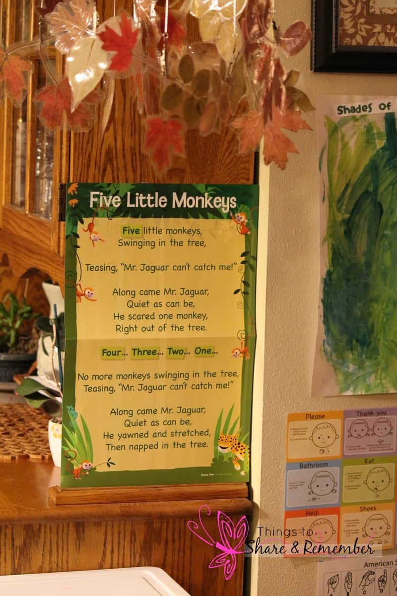 5 Little Monkeys rhyme poster Mother Goose Time