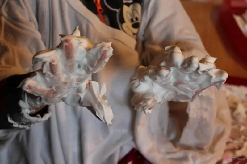 clouds sensory play - shaving cream MGT