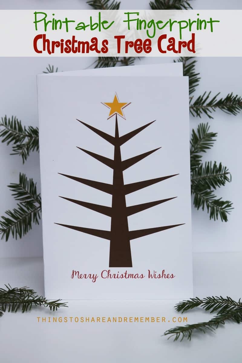 Printable Fingerprint Christmas Tree Card 