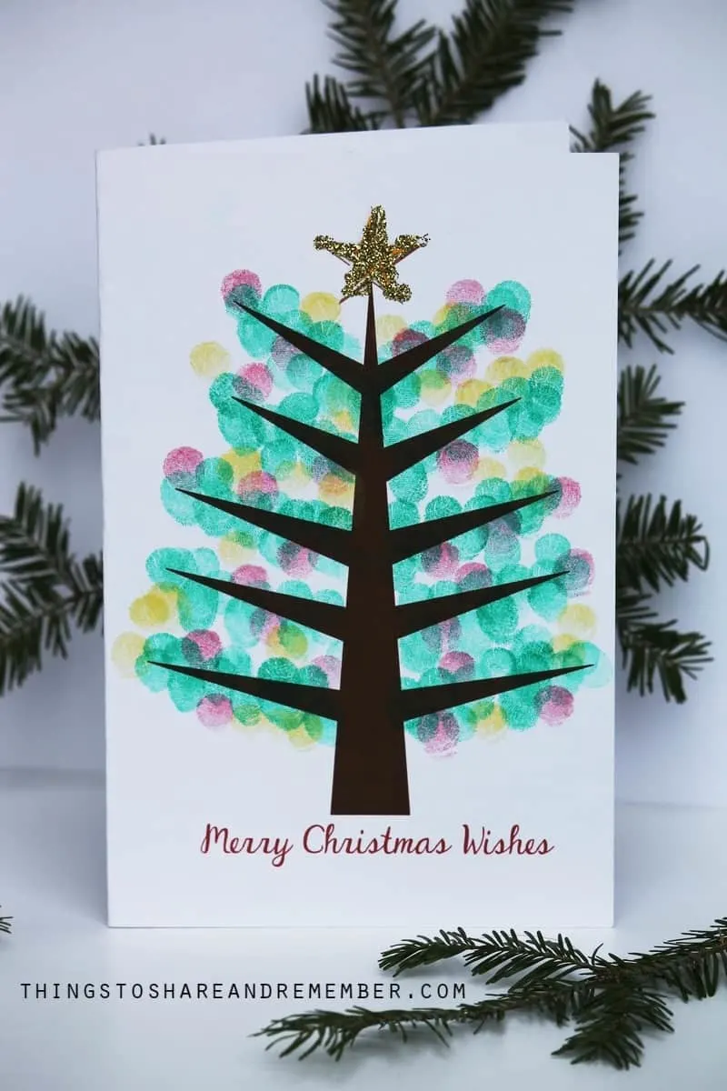 Printable Fingerprint Christmas Tree Card