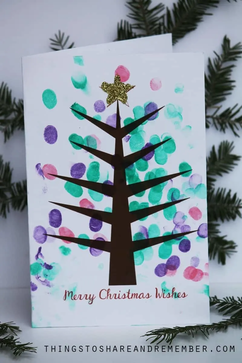 Printable Fingerprint Christmas Tree Card 