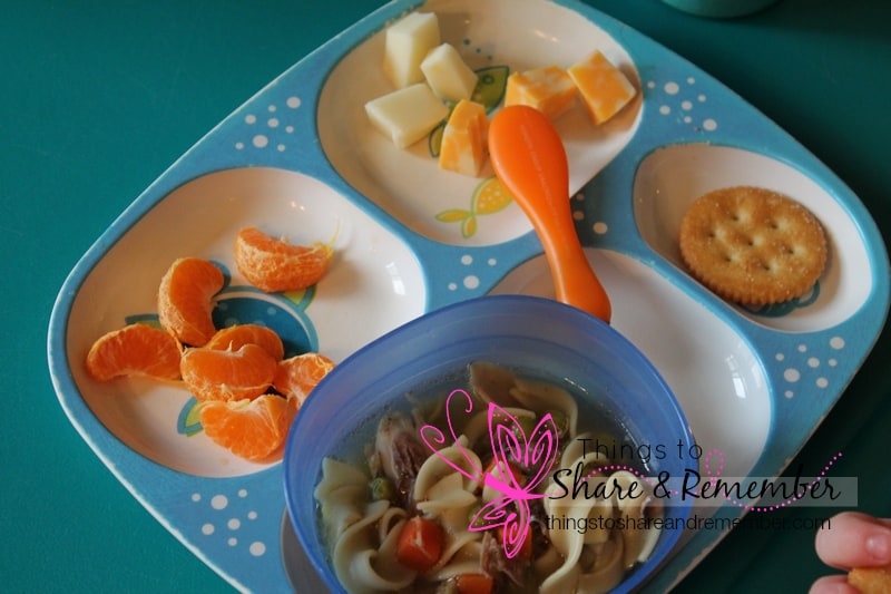 chicken soup, Cutie orange, cheese cubes, crackers, milk - Homemade & Healthy Child Care Lunches