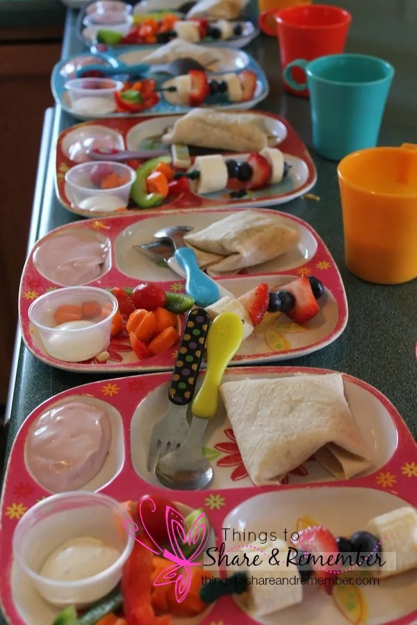 taco, fruit kabob, yogurt, raw vegetables with Ranch, milk  Homemade & Healthy Child Care Lunches