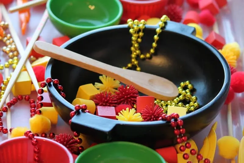 Chinese New Year wok and sensory bin materials