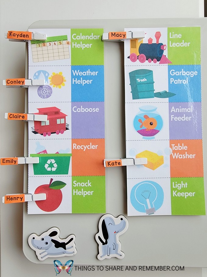 preschool job chart magnets
