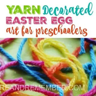 Yarn decorated easter egg art for preschoolers