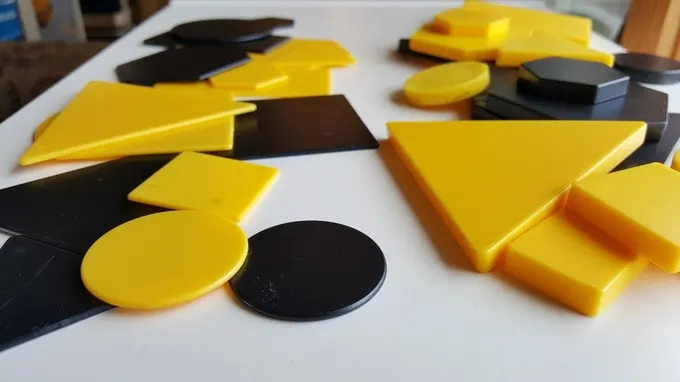 Attribute Blocks in Preschool sorting by thickness