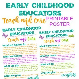 Early Childhood Educators TEACH & CARE Printable Poster