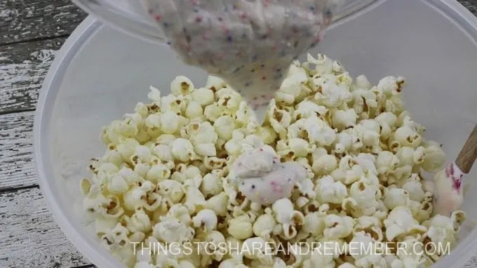 Dory Popcorn Process Mixing in sprinkles