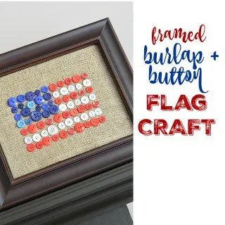 Framed burlap and button flag craft