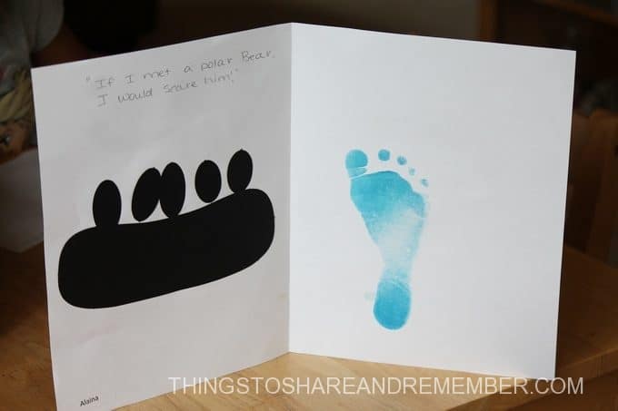P is for Polar Bear paw print vs child footprint