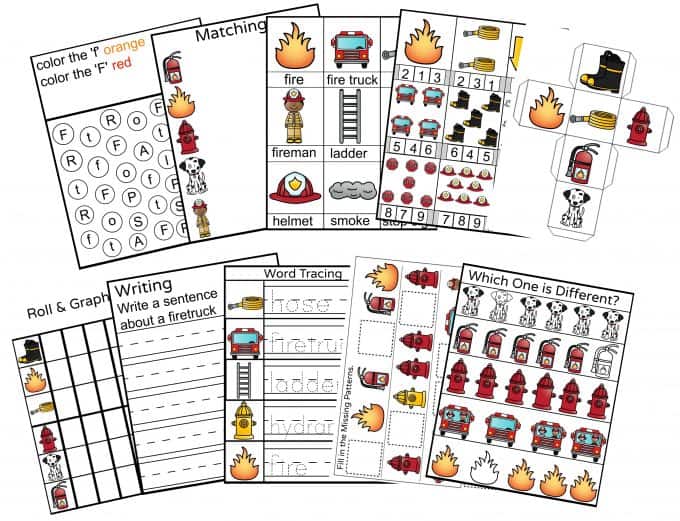 Fire Safety Preschool Printable Activity Pack