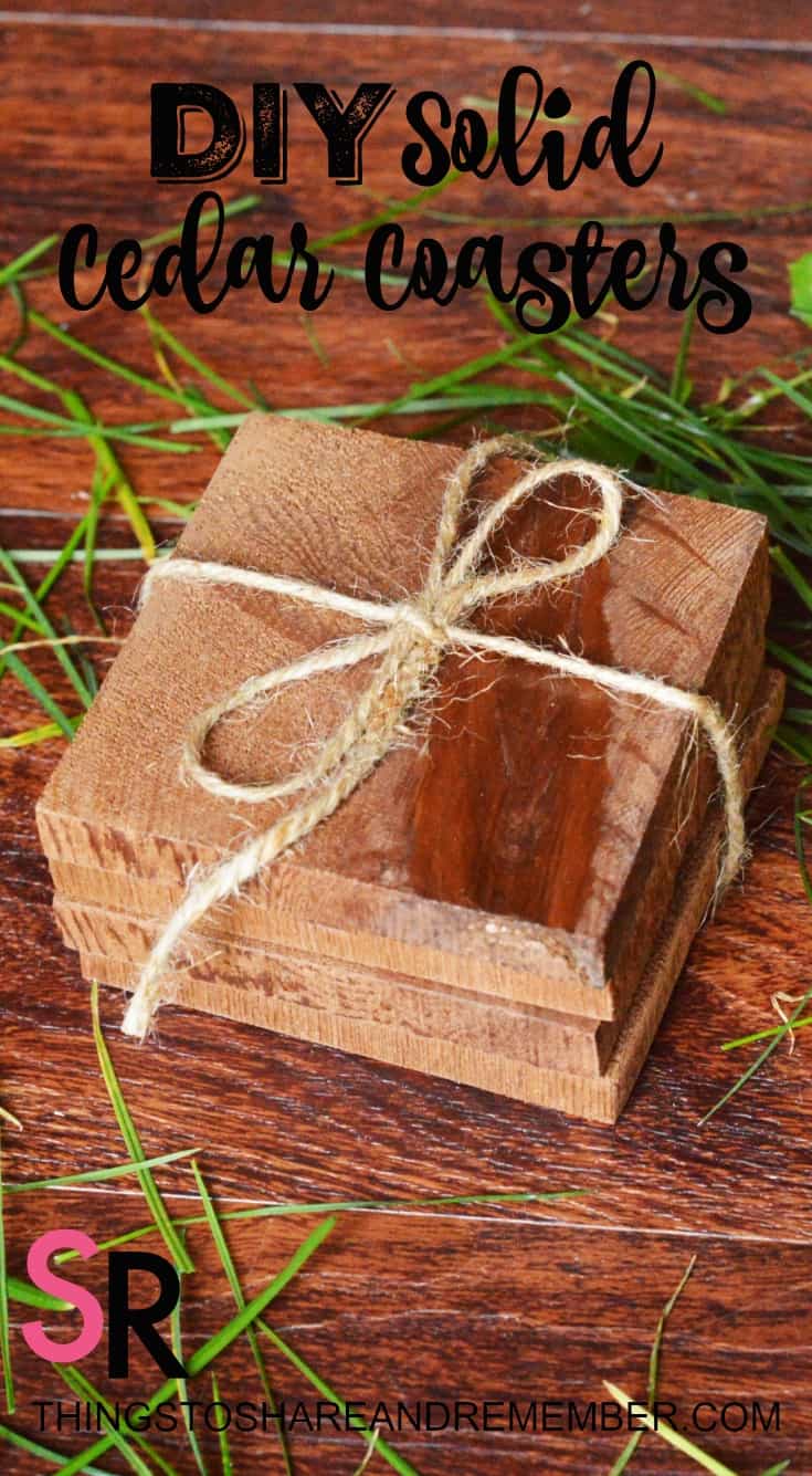 DIY Solid Cedar Coasters handmade holiday gift idea or Father's Day gift