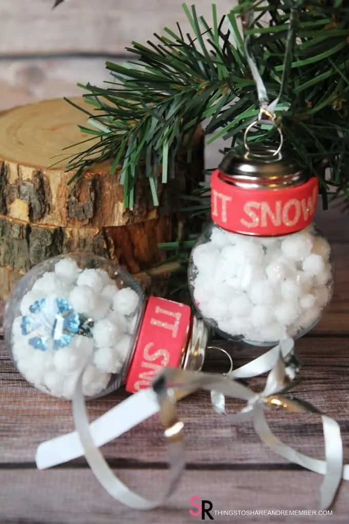 Let it Snow Ornaments plastic fillable ornaments kids can make