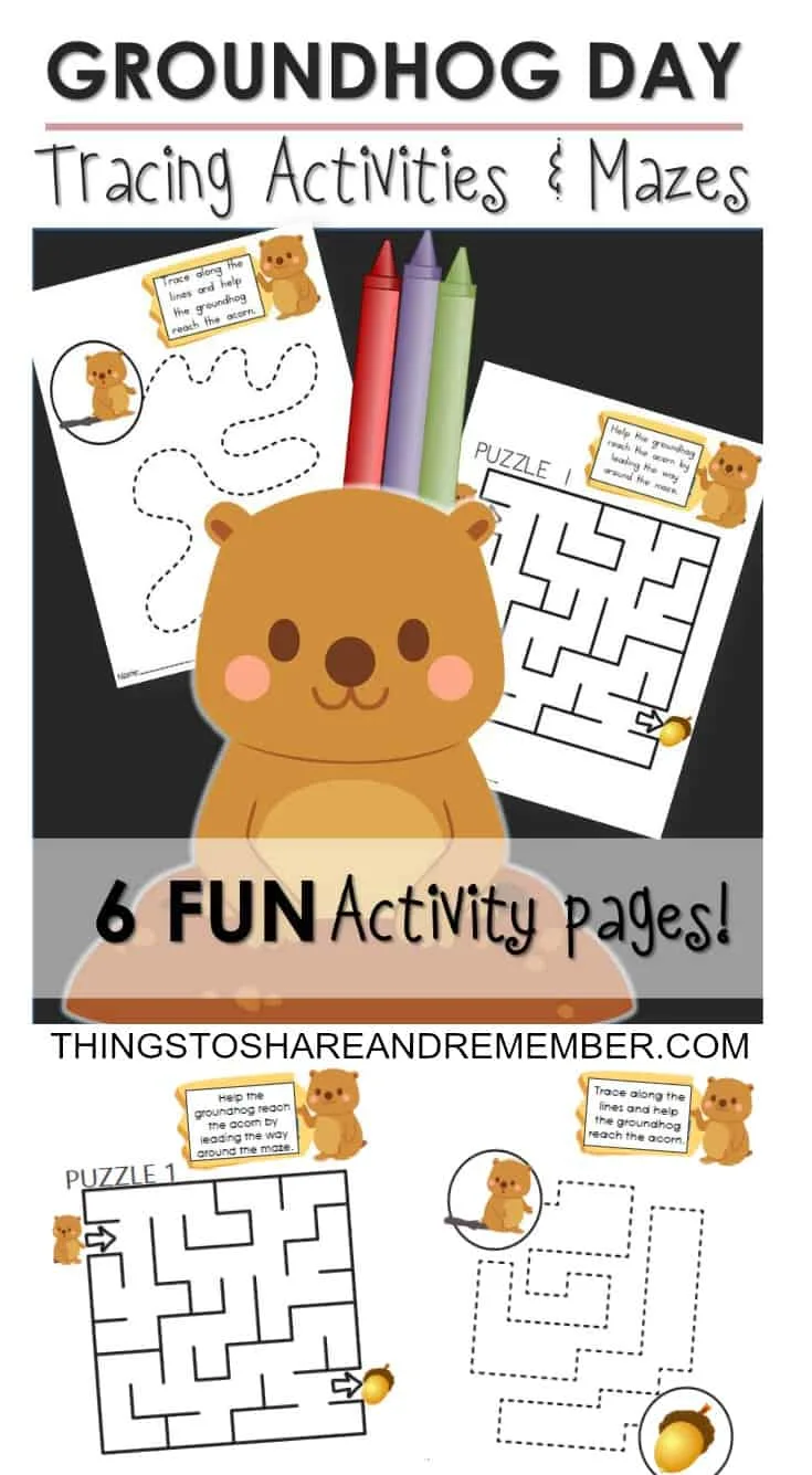 Groundhog Day Tracing Activities & Mazes