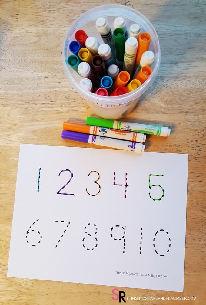 1-10 Number Tracing Printable for preschool