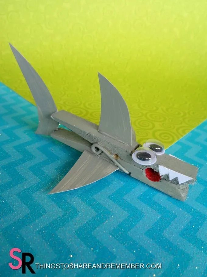 Shark Clothespin Magnet completed