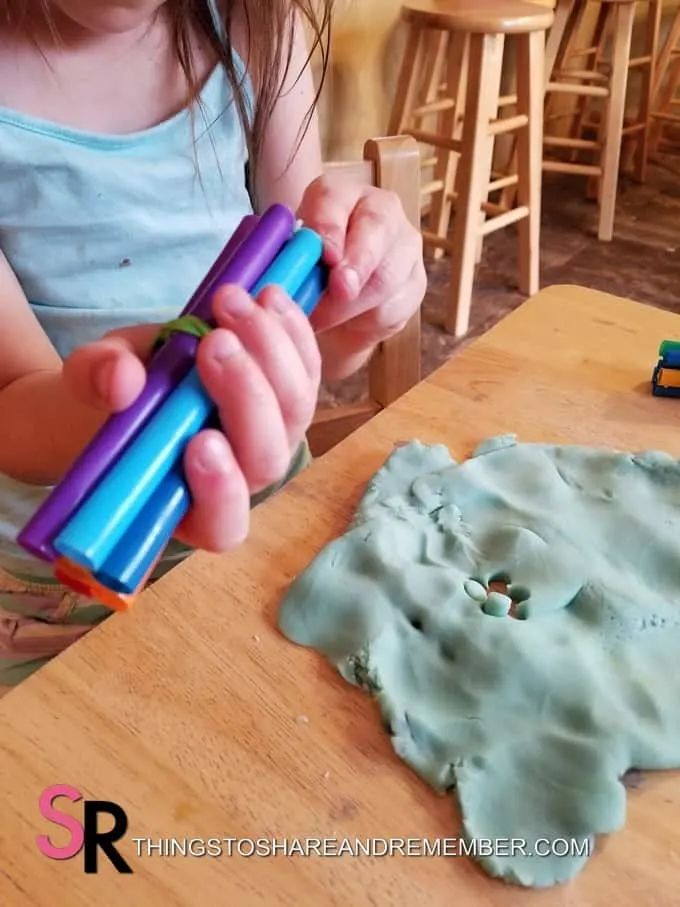 play dough and straws