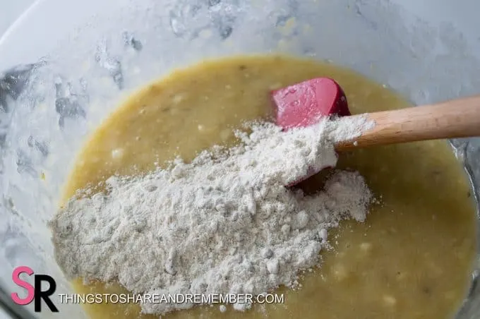 mixing in flour mixture