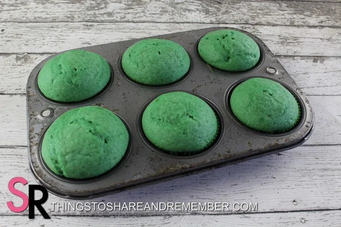 baked green cupcakes
