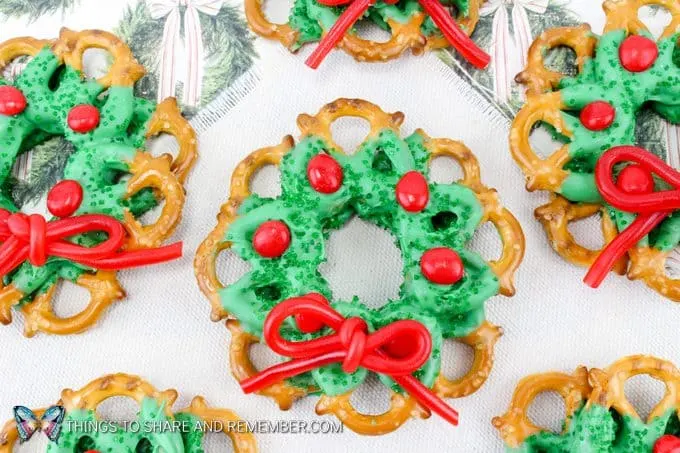 Chocolate Pretzel Christmas Wreaths