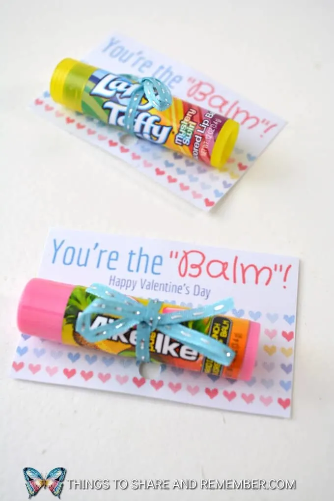 Candy flavored lip balm valentine cards with printable card