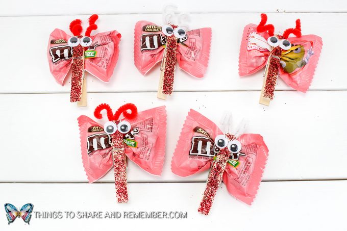 M & M Candy Love Bug Valentines completed
