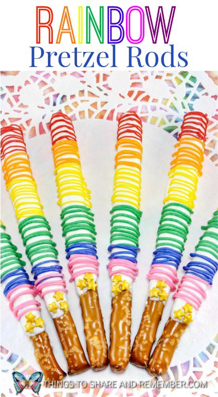 Rainbow Pretzel Rods - for rainbow themed parties - Share & Remember blog