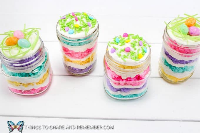 Layered Easter Cake Jars make ahead desserts