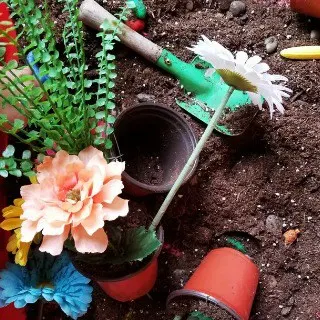 gardening sensory bin
