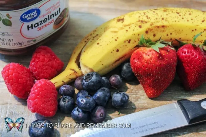 fruit and ingredients for Animal Toast Snacks for Kids with Printable Directions