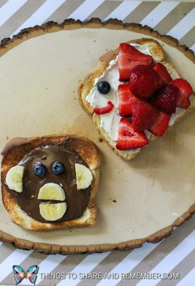 fish toast and monkey toast Animal Toast Snacks for Kids with Printable Directions