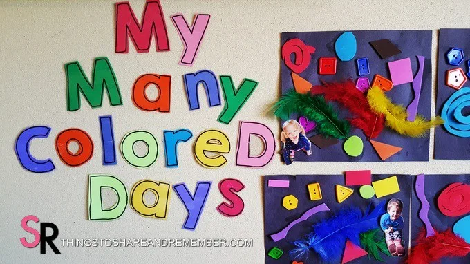 My Many Colored Days Collages preschool art display 