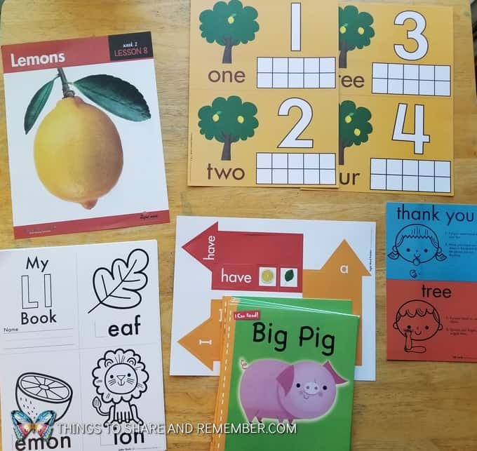 Lesson 8 Mother Goose Time Preschool Curriculum Orchard Harvest fall theme Lemons Letter Ll books, I Can Read books ig letters and sign language cards