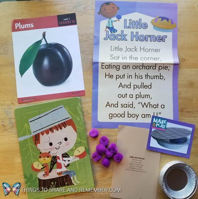 Lesson 10 Mother Goose Time Preschool Curriculum Orchard Harvest fall theme Plums Little Jack Horner nursery rhyme poster