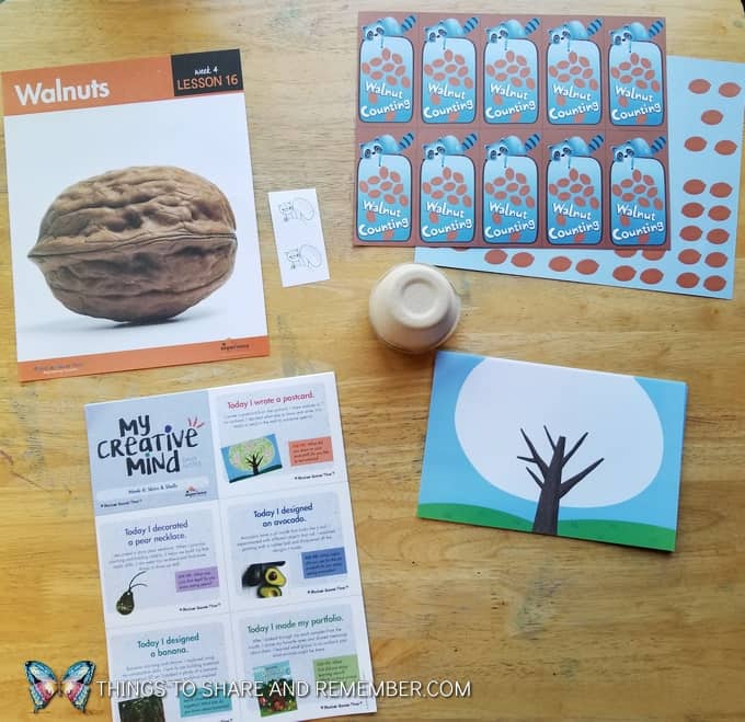 Lesson 16 Mother Goose Time Preschool Curriculum Orchard Harvest fall theme Walnuts counting cards