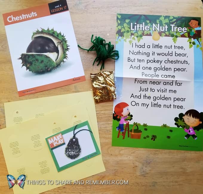 Lesson 17 Mother Goose Time Preschool Curriculum Orchard Harvest fall theme Chestnuts Little Nut Tree Rhyme Poem Poster