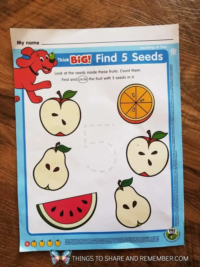 Scholastic My Big World with Clifford from September 2017 Find 5 seeds