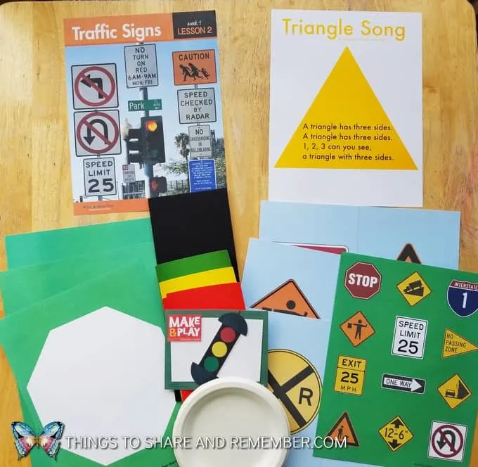 Lesson 2: traffic signs, triangle song, stoplight craft