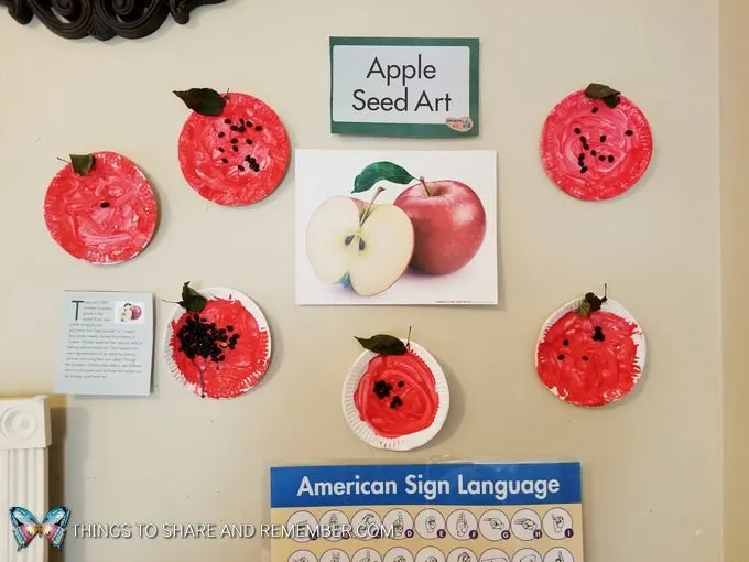 Apple Seed Art display in classroom